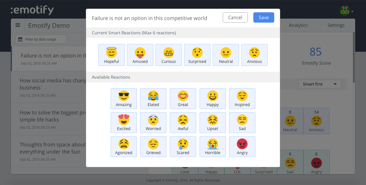reaction-customization